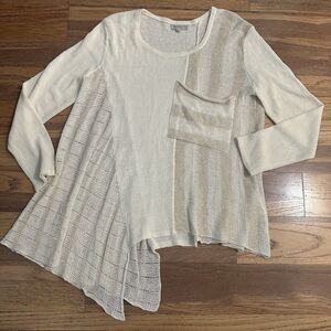 BALL OF COTTON Asymmetrical Knitted Sweater, Artsy, Eclectic, Made In USA, Small